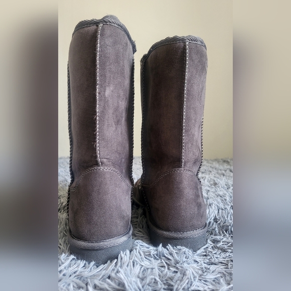 Arizona Womens Slate Gray Suede Boots With Fur Trim Size 10 - Picture 3 of 5